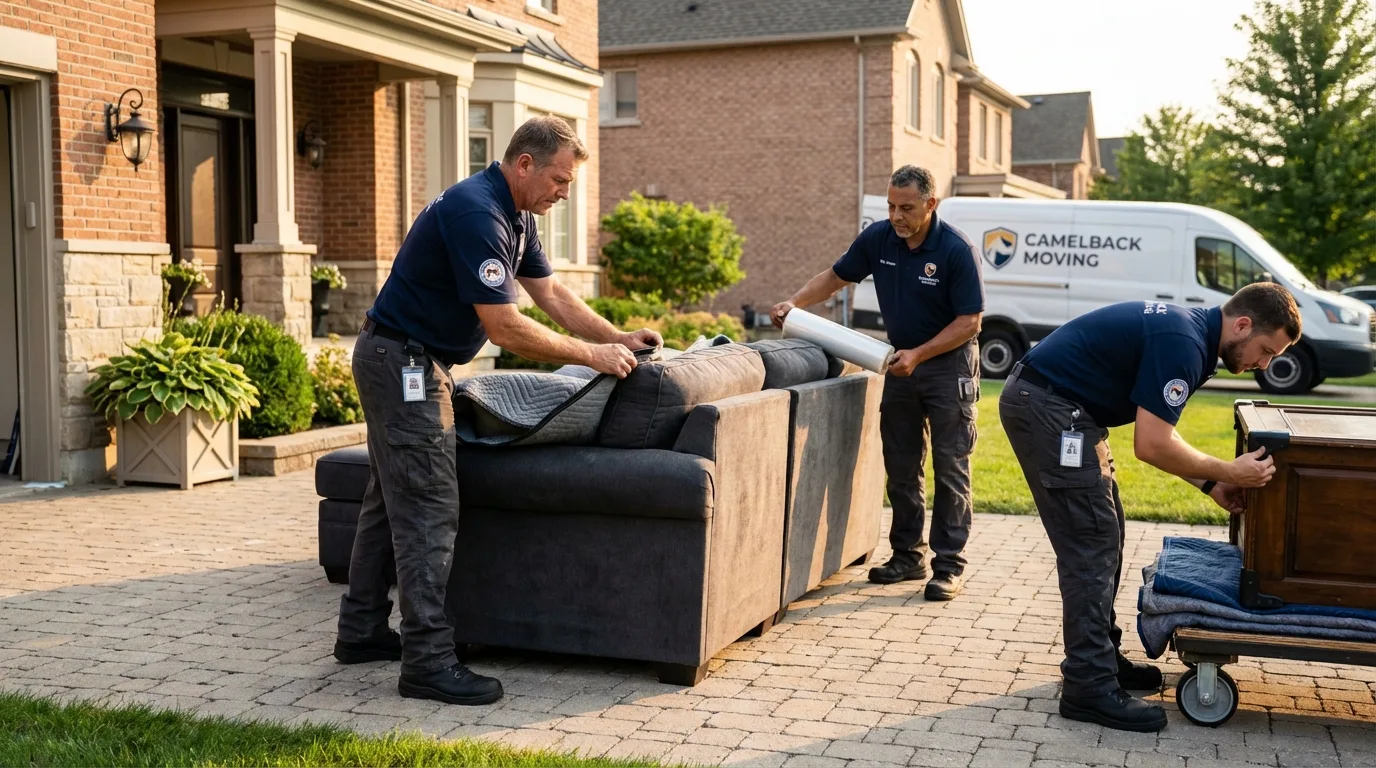 Large estate moving crew wrapping furniture in Cokato, MN